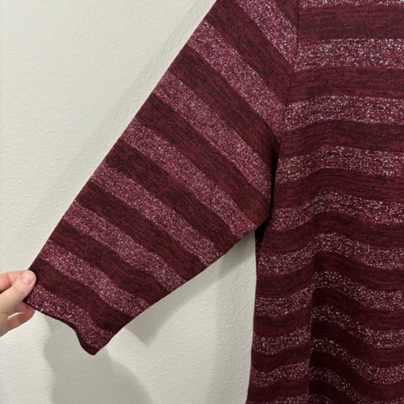 Cathy Daniels Striped Sweater Sz L Chain Detail Sparkly Vintage Look Cozy Top - Picture 2 of 4